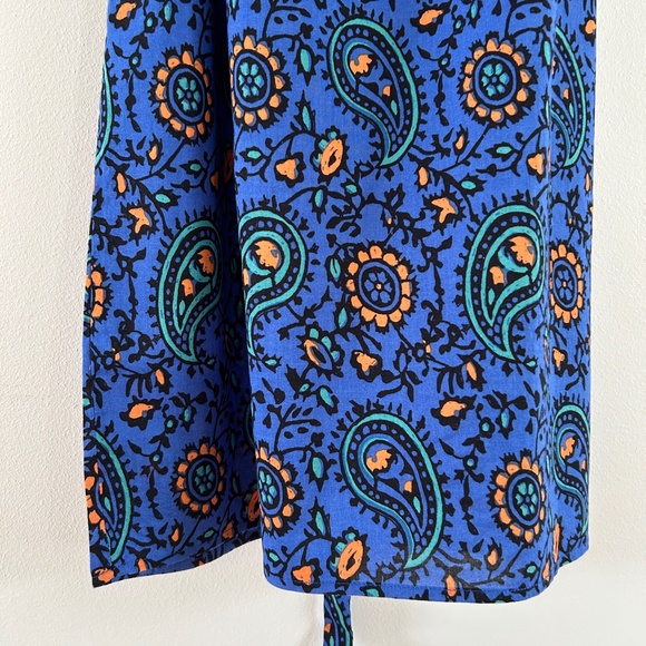J. Crew Factory Blue Paisley Cotton Sundress Scoop Neck with Belt Size XS - Picture 12 of 14